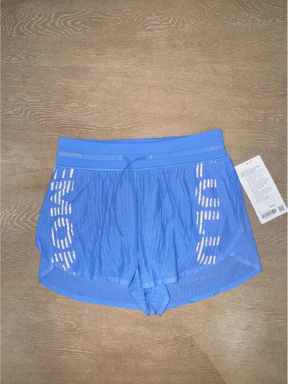 Lululemon Fast and Free Airflow Mid-Rise Running Short 3” SIZE 6 Pool Party NWT